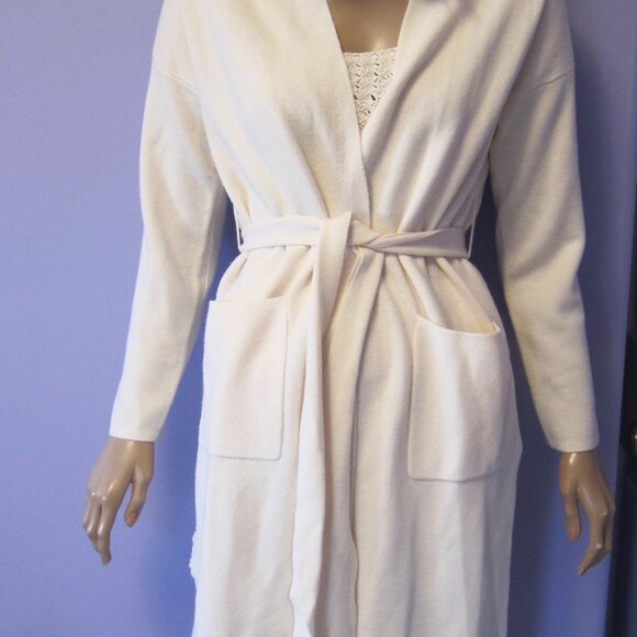 WILFRED IVORY BELIZE Long Cardigan Merino Wool Sweater XS - Picture 2 of 6